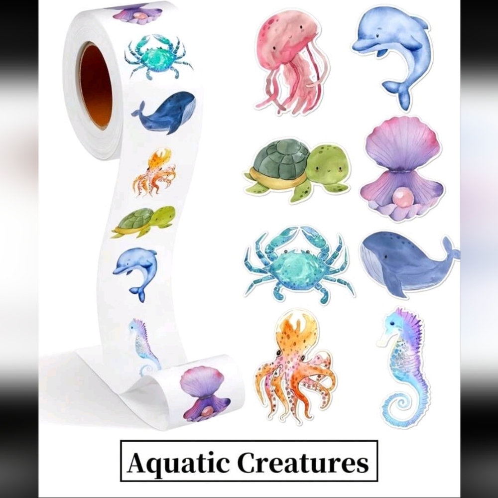 Aquatic Themed Sticker Roll Of 500 - Picture 5 of 5